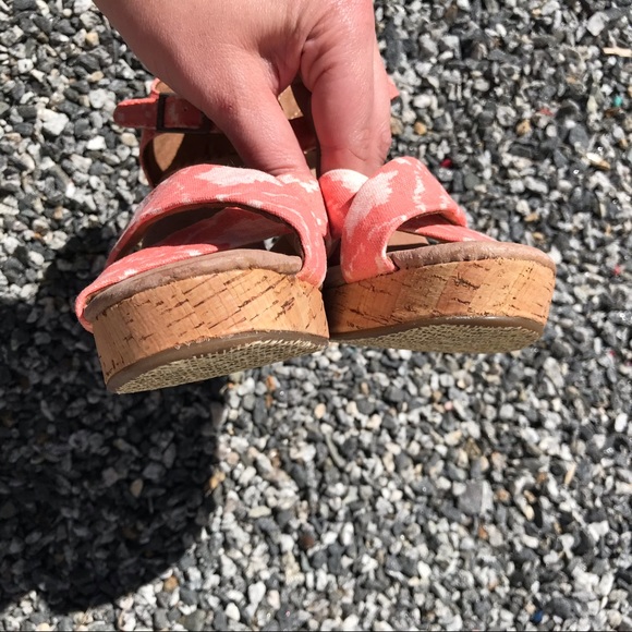 Toms Sienna pink canvas cork wedge sandals 8.5 - Picture 9 of 13